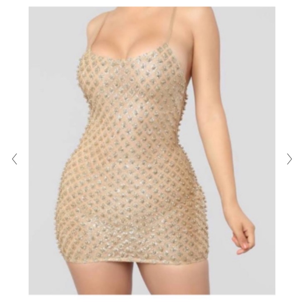 Gold mini dress